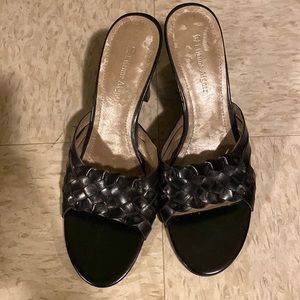 Braided open toe heels